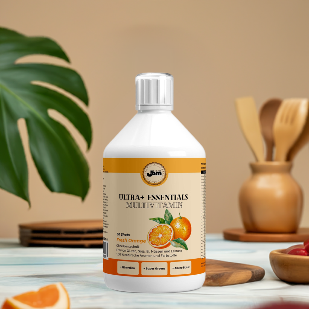 Aminosäure- und Pflanzenmischung – 500ml Vitamindrink  Multivitamin-Shot mit Orangengeschmack – für Immunabwehr & Energie  Ultra+ Essentials Multivitamin 500ml – flüssige Multivitaminflasche